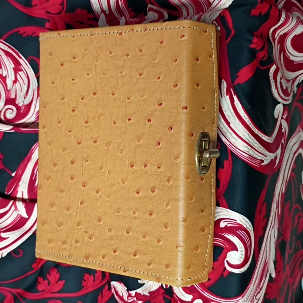 ❤️VINTAGE GENUINE TAN OSTRICH JEWELRY CASE BY KING LEATHER COMPANY
